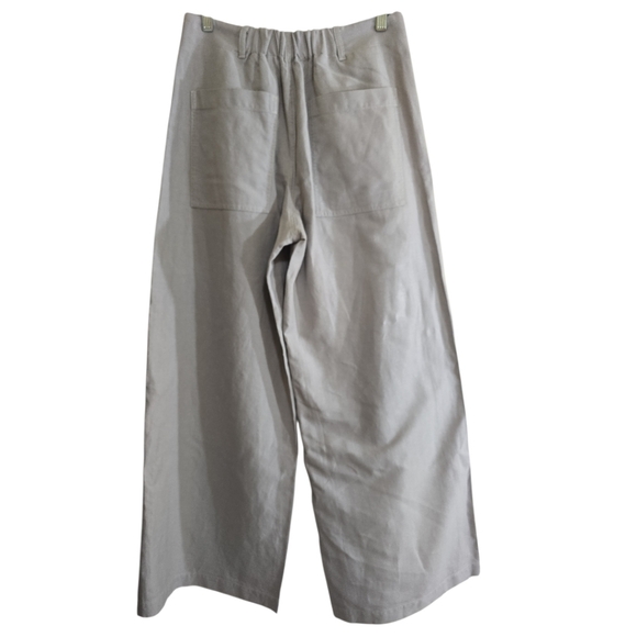 Tela Vanda Trousers In Pearl Grey Loose Wide Leg Cotton Linen Blend Small IT42 - Picture 6 of 13